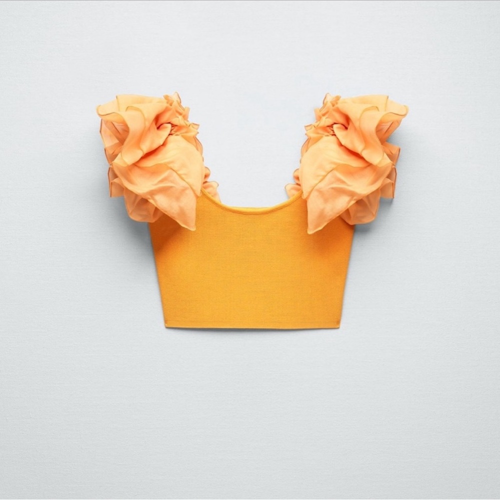 ZARA tulle organza crop top size S - Picture 4 of 10